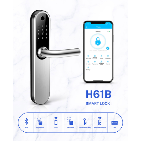 Zdalny zamek na kod-odcisk palca-kartę-pilota - H61B Smart-Lock